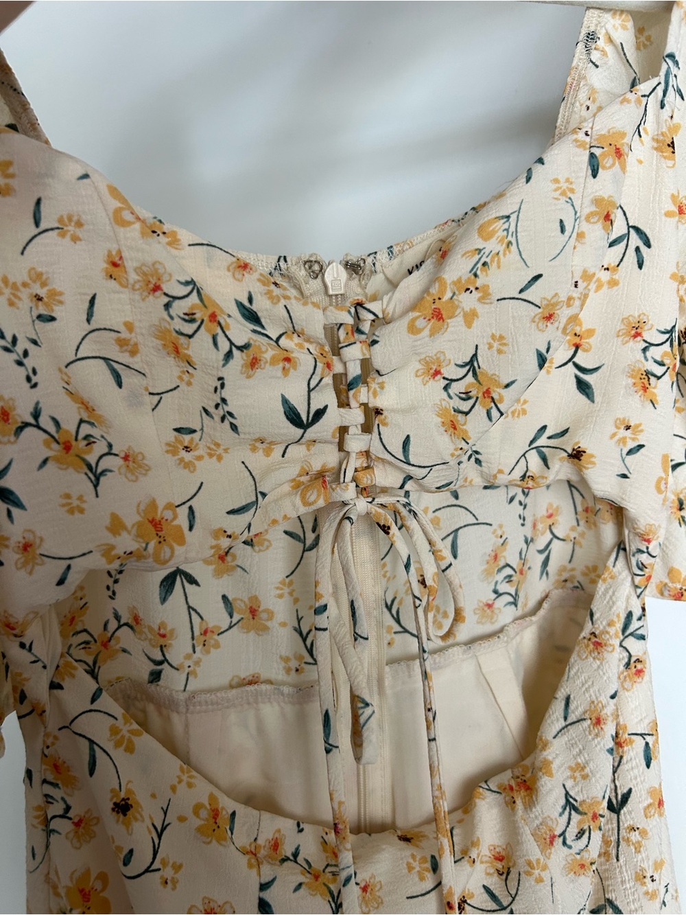 Floral Cutout Midi Dress in Cream and Yellow - Picture 4 of 5